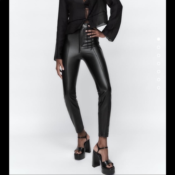 Black faux leather slim pants from zara size small - Picture 1 of 3